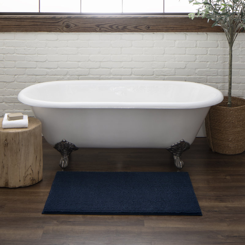 Tapis pour salle de bain Wagnon, L 27 po x L 45 po, Indigo