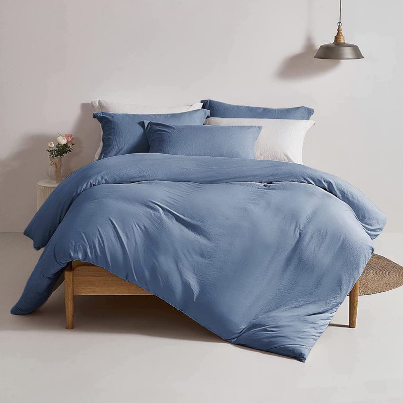 Solayne Washed Microfiber Duvet Cover Set, Soft Bedding with Zipper Closure and Corner Ties, Twin Duvet Cover + 1 Sham