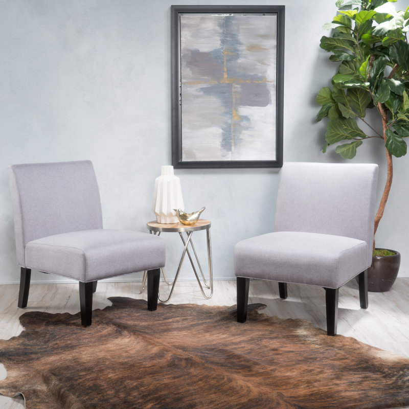 Yokota Upholstered Slipper Chair, Light Gray Polyester