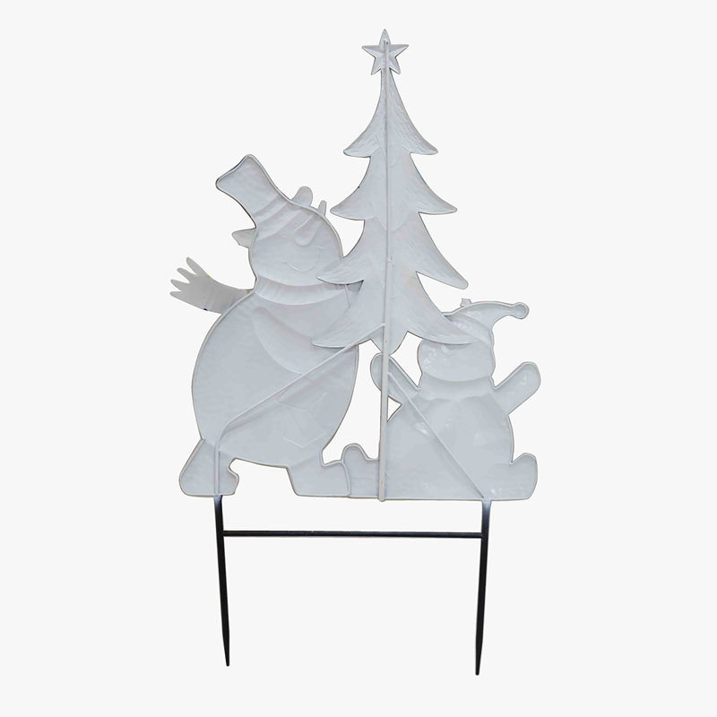 35.5" Multicolor Snowmen with Christmas Tree Yard Stake