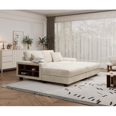 Fauteuil convertible polyvalent avec revêtement en velours côtelé moelleux pour la détente