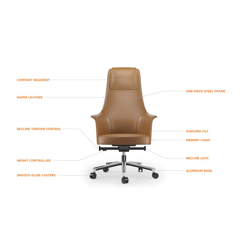 Bolo Swivel Executive Chair, Saddle