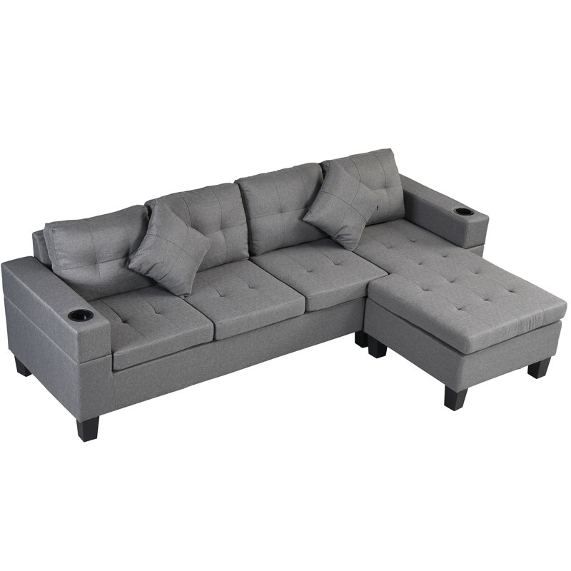 Canapé modulaire 4 pièces avec méridienne et porte-gobelet Living Room