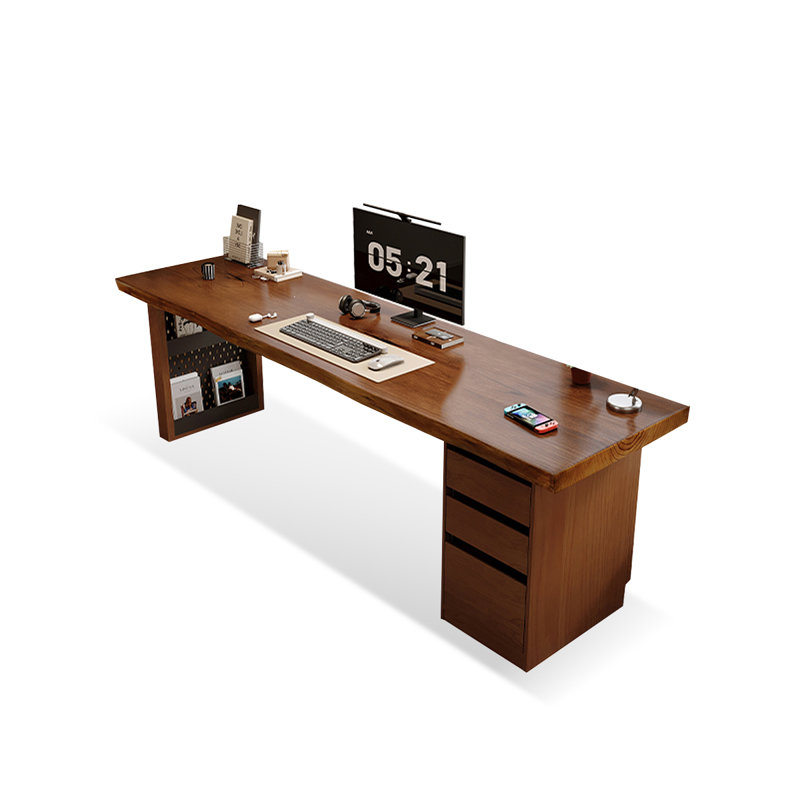 Bureau rectangulaire en bois massif brun noisette, H 29,53 po x l 70,87 po x P 27,56 po