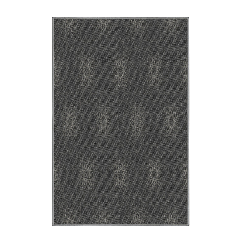 Tapis décoratif grise florale, Rectangle 6 pi x 9 pi