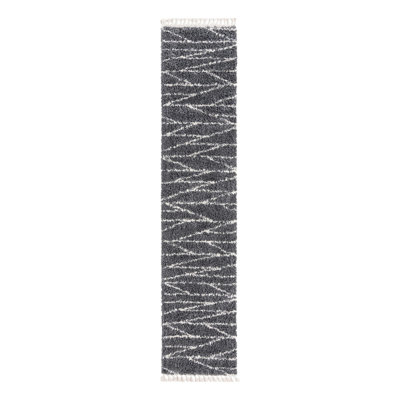 Tapis gris à rayures Ananya
