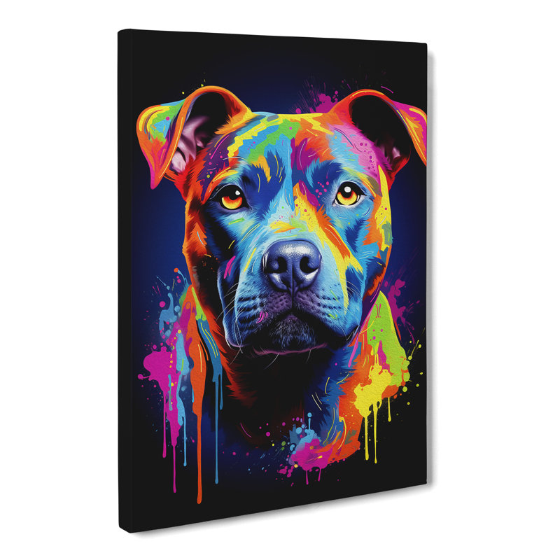 Staffordshire Bull Terrier Colour Field - Wrapped Canvas Print, 60cm H x 40cm W x 3cm D