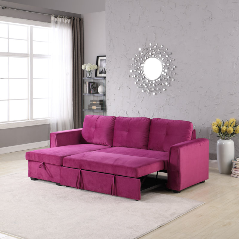 Canapé-lit réversible en soie de 91 po de largeur et chaise longue, Violet violette