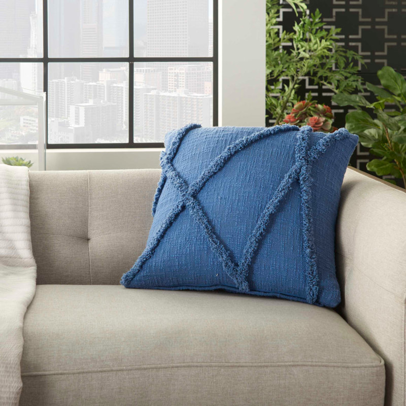 Housse et insert de coussin carré en coton Britney, Corail, H 18 po x l 18 po, Carrée