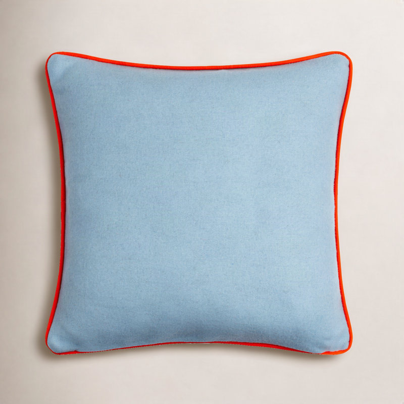 Coussin Lombard, 18 po x 18 po, Denim / orange, Polyester/ Bourre en polyester