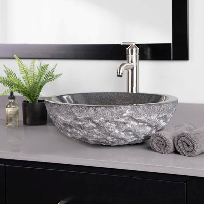 Chevington Rembrandt Granite Vessel Bathroom Sink 16.73 " Granite Circular Bathroom Sink