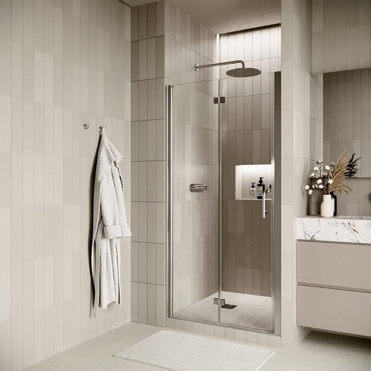 Ausa 36" x 72" Semi-Frameless Bi-Fold Shower Door with CrystalTech Treated 1/4" Tempered, Clear Glass