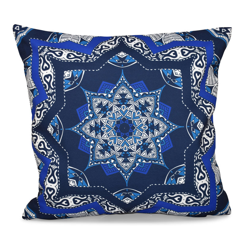 Happy Hippy Geometric Reversible Throw Pillow, 20" H x 20" W, Navy Blue