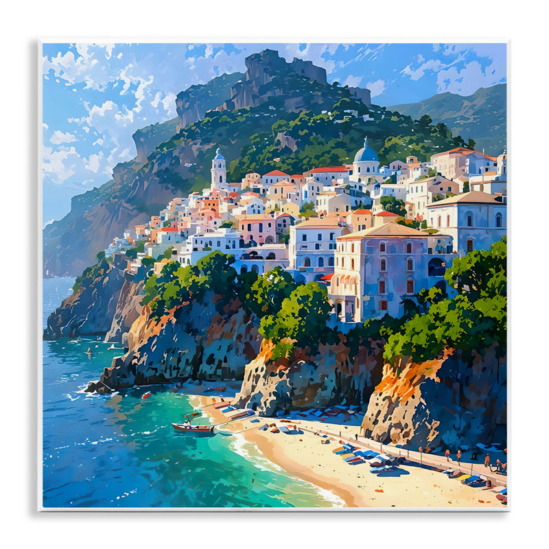 Plaque murale vue sur la plage de Seaside Town, design par LSR Creative Studio
