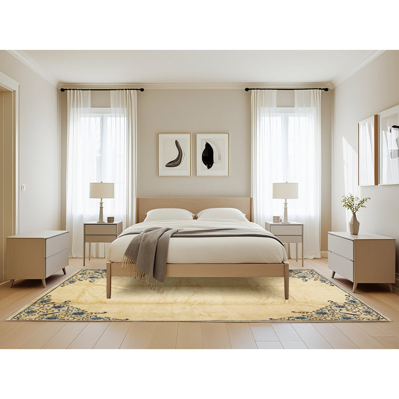 Tapis jaune clair / noir Socoma, Rectangle de 5 pi x 8 pi