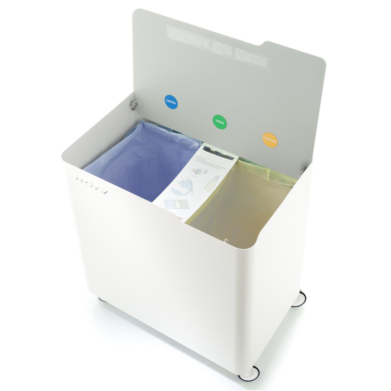 Poubelle à recyclage manuelle 10 gallons, Blanc / Gris