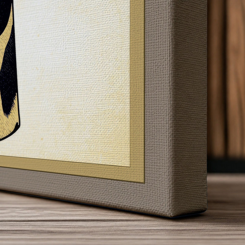 Giraffe Portrait Botanical 1 Piece Wrapped Canvas Wall Art, 30x20 - 76.2 x 50.8 cm, Taupe Border