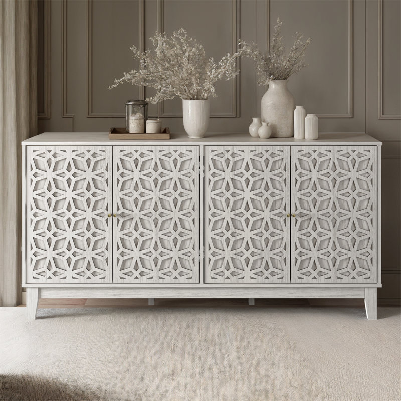 Trosclair 61.69'' Sideboard Buffet, Pearl White Floral
