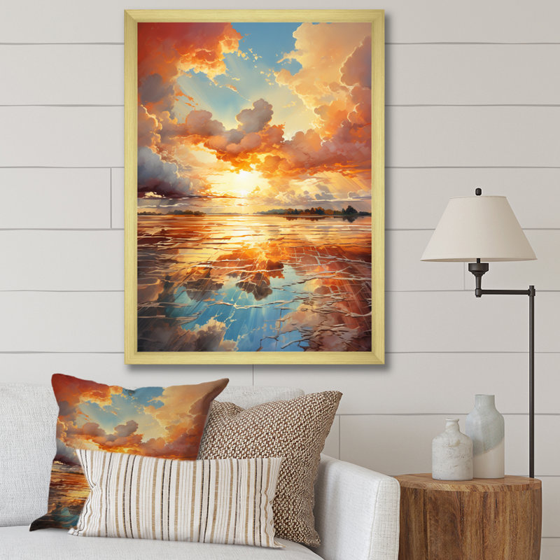 «Clouds Coastal Horizons V», reproduction sur toile, Encadrement doré, H 40 po x l 30 po x P 1,5 po
