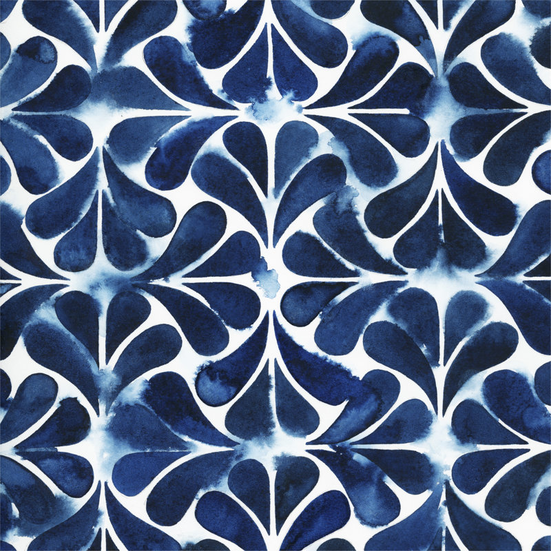 Cobalt Watercolour Tiles III by Grace Popp - Wrapped Canvas Painting, 30cm H x 30cm W x 3.8cm D