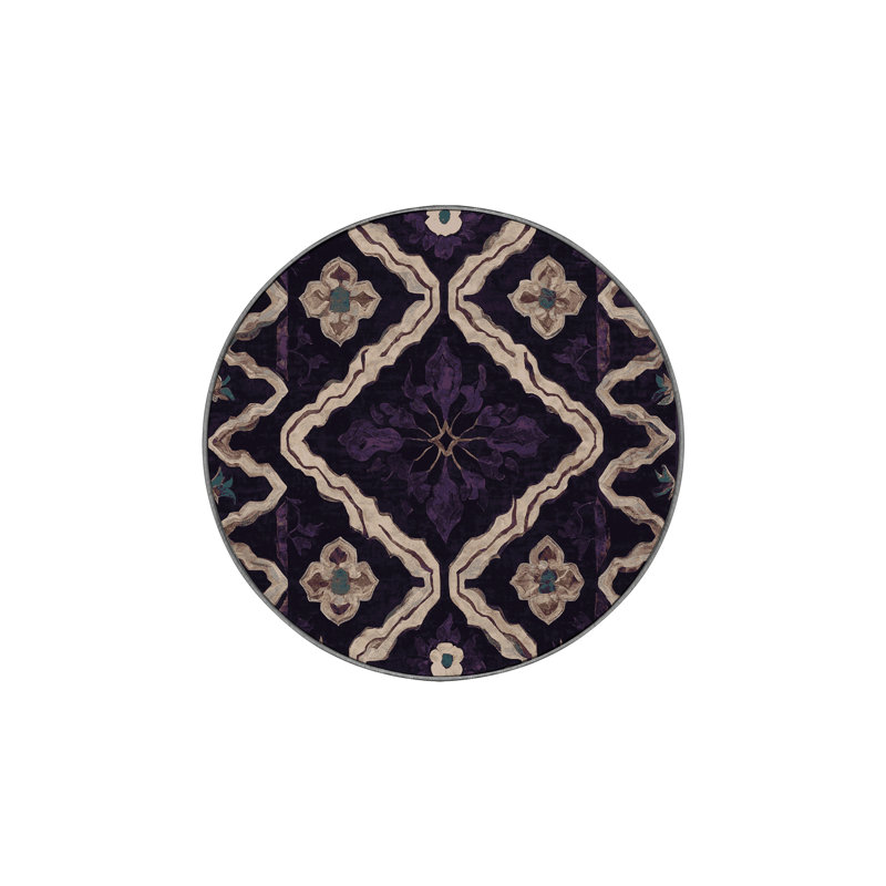 Tapis mauve soyeux et moelleux, Rond 3 pi