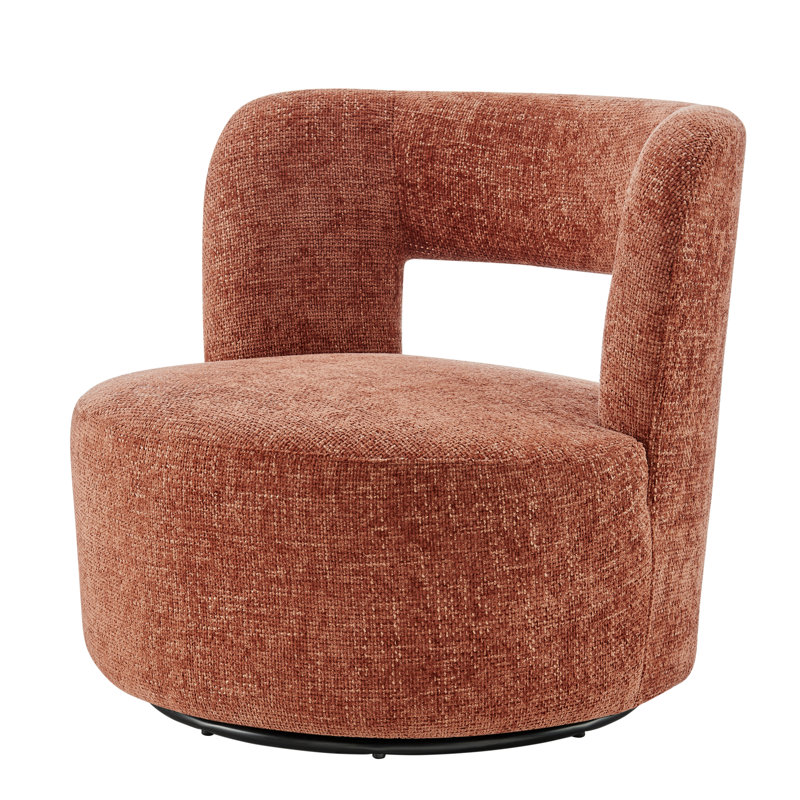 Carlia Upholstered Swivel Barrel Chair, Grenada Terracotta