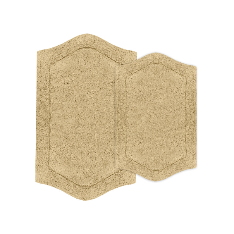 Morissette 100% Cotton Bath Rug, Non-slip, Absorbent, Machine Washable, Quick Dry 2 PCs set (21x34 / 24x40), Lin lin