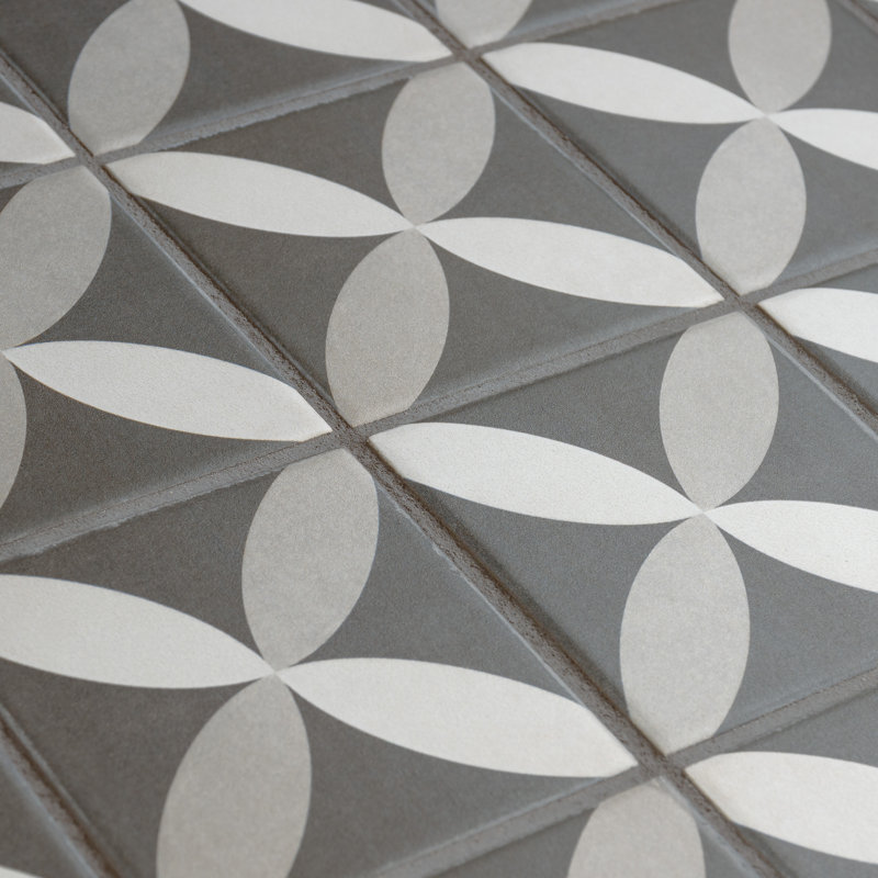 Twenties Mini 4" x 4" Ceramic Patterned Wall & Floor Tile