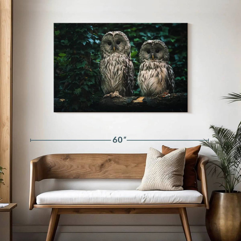 Brampt Owls On A Branch, 30" H x 45" W