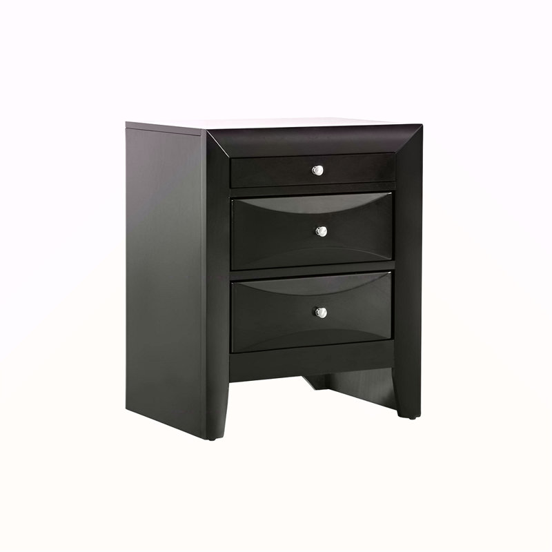 Table de chevet noire élégante avec tiroirs