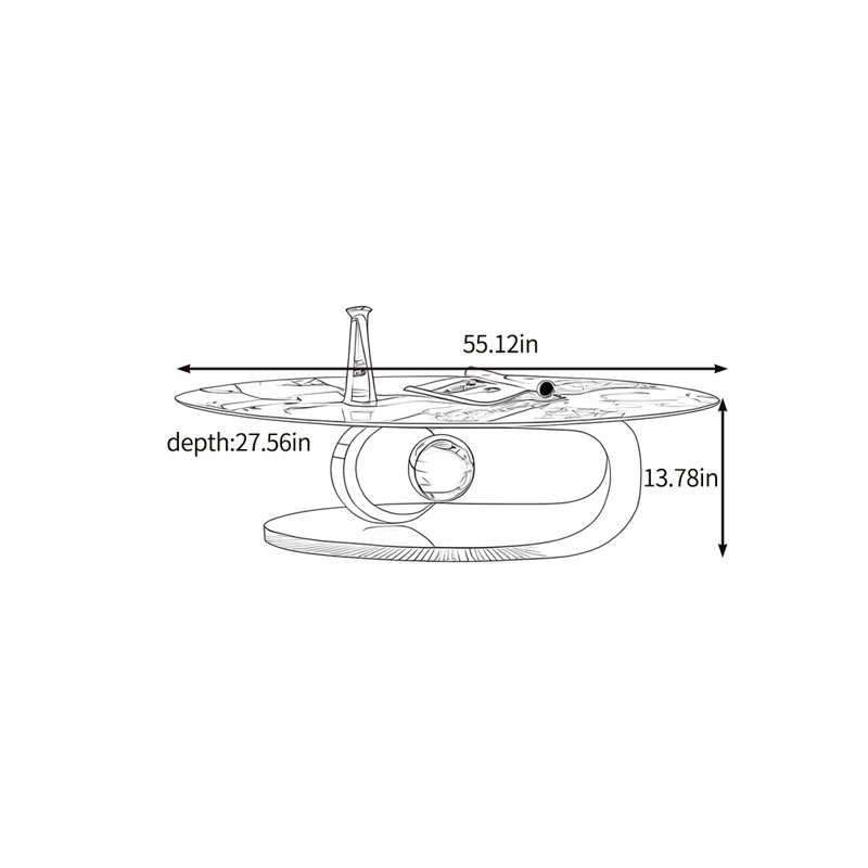 Table basse abstraite, H 13,78 po x L 55,12 po x l 27,56 po