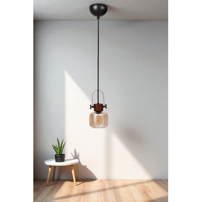 Elegant Adjustable Chandelier, Metal Body with Honey, Walnut, and Black Finish, Ø5.9 x 5.1 inches | Total Height: 31.5 inches | E27 Socket (Max 40W) | Stylish Lighting for Home, Dining Room, and Living Spaces