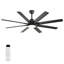 Ventilateur de plafond noir mat 52 pouces avec lumière - 8 pales ABS, lumière DEL à 3 couleurs à intensité variable 18W, pour le salon et la chambre à coucher