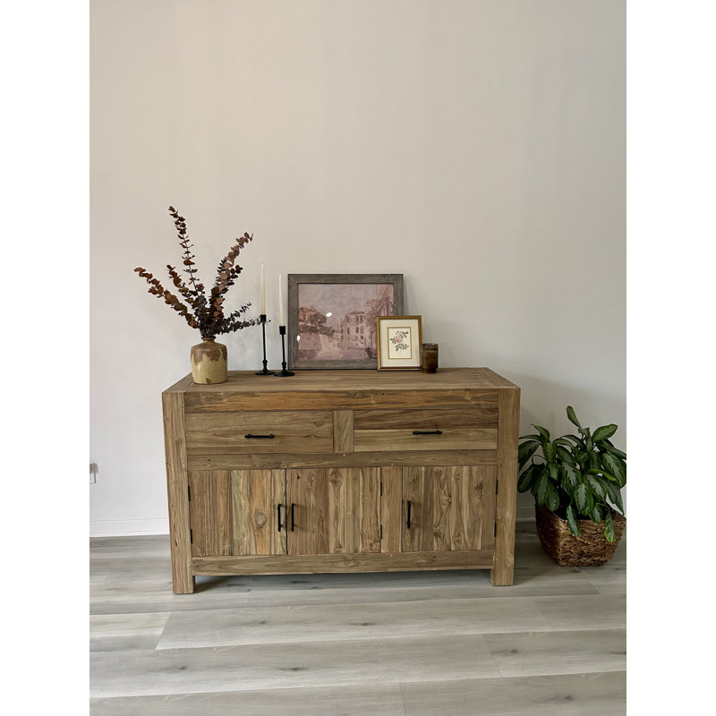 Recycled Teak Console Table W Drawers, 31" H x 59" W x 16" D