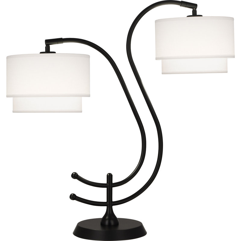 Charlee Adjustable Metal Desk Lamp, Ascot White, Matte Black