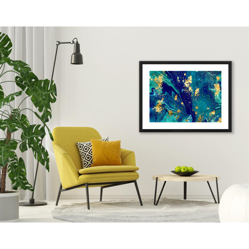 Turquoise - Single Picture Frame Print, 218.44 cm H x 167.64 cm W, Gloss Black
