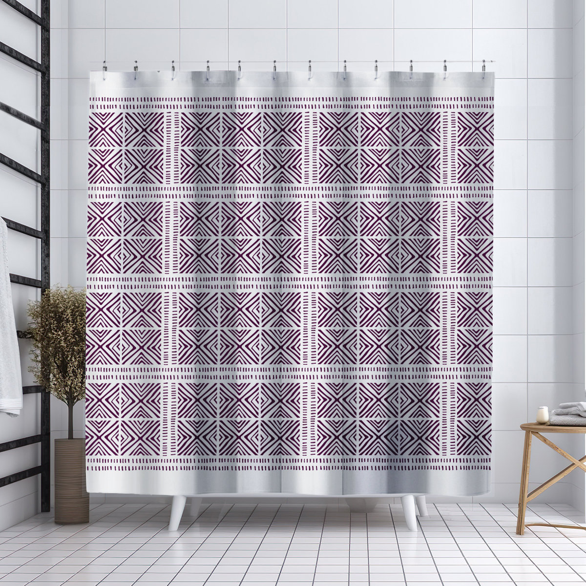 Thora Tribal Shower Curtain, ThoraTribal Purple