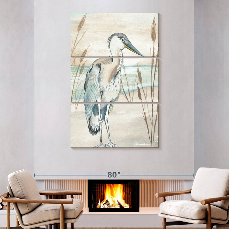 Brampt Heron By Beach Grass I, 74" H x 48" W