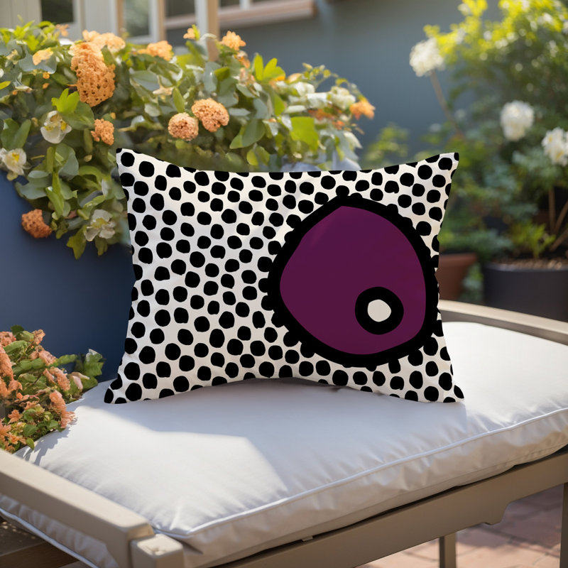 Coussin lombaire réversible intérieur / extérieur Jai Abstract, H 18 po x l 25 po, Mauve