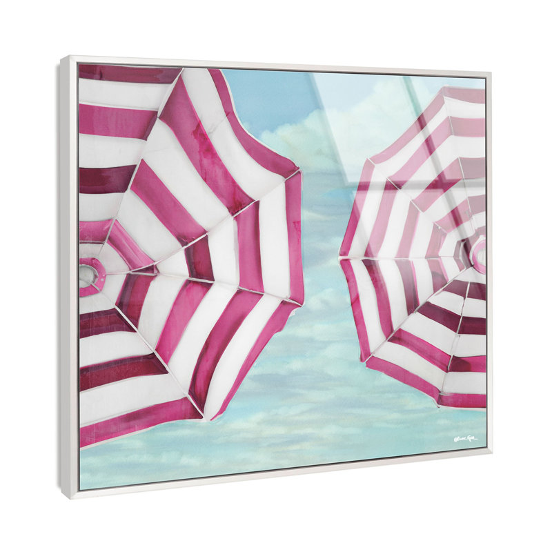 Sun Umbrellas in Miami Framed Acrylic Art by Oliver Gal, 25" H x 25" W