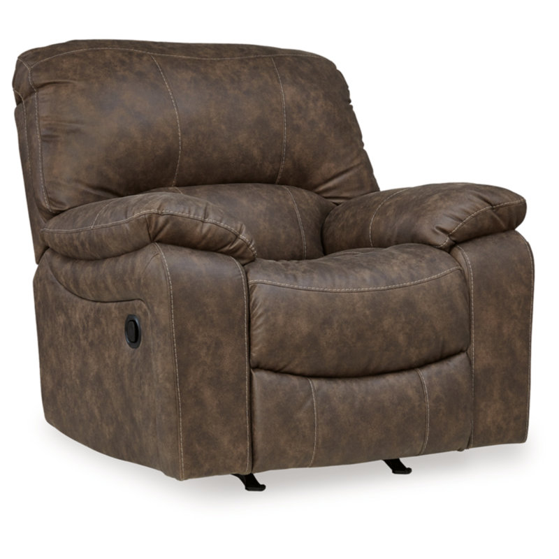 Brown Faux Leather Recliner with Metal Frame
