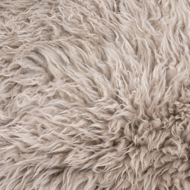 Tobin Armchair, Taupe Mongolian Fur, Terra Brown Parawood