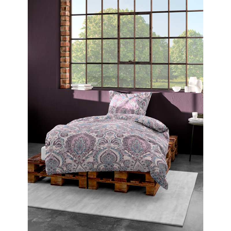 3846 Flannel Damask Duvet Cover Set with Pillow Shams Included