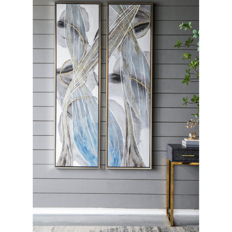 20 "x 71", peintures à l'huile abstraites, de 2, multicolore pour bureau à domicile, salon, décoration murale, 71 ", 2