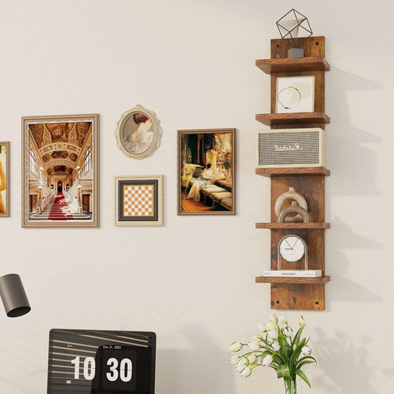 5 Piece Floating Shelf, brown