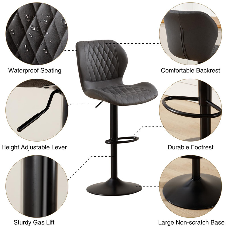 Adjustable Height Counter Stool with Metal Frame