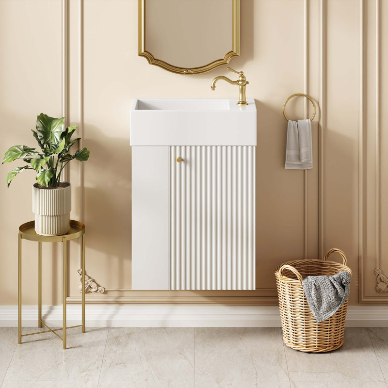 Meuble-lavabo flottant moderne de 18,5 po avec lavabo en résine