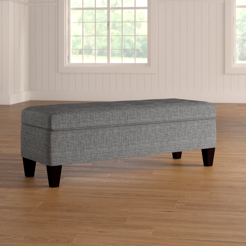 Gaither Polyester Upholstered Storage Bench, Dark Gray