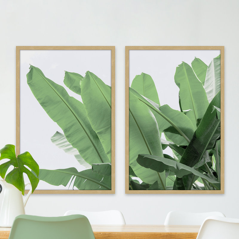 « palm bay diptych » par bay île home, impression sur papier encadrée, H 18 po x l 12 po x L 1,5 po, Encadré naturel