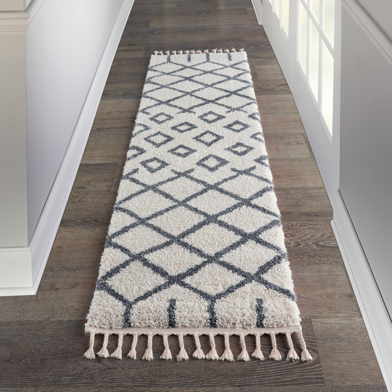 Rossendale Power Loom White/Gray Rug, Runner 2'2" x 8'1"